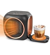 Fanqiebros Upgraded Space Heater& Coffee Mug Warmer, Smart Dual Heating for Indoor Use, Portable ...