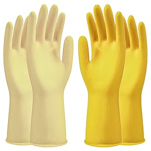 yellow rubber gloves