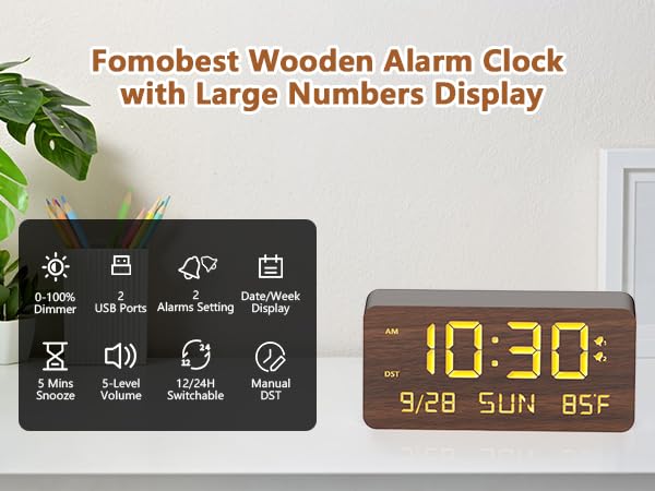 wooden digital clock
