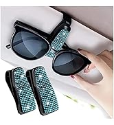 Turcee Set of 2 Bling Rhinestone Car Sun Visor Glasses Holders with Anti-Scratch Sponge,Car Decor...