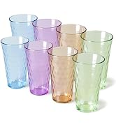 8 Pack Unbreakable Plastic Drinking Glasses, 20 oz Reusable Drinking Cups | BPA Free, Fridge & Mi...