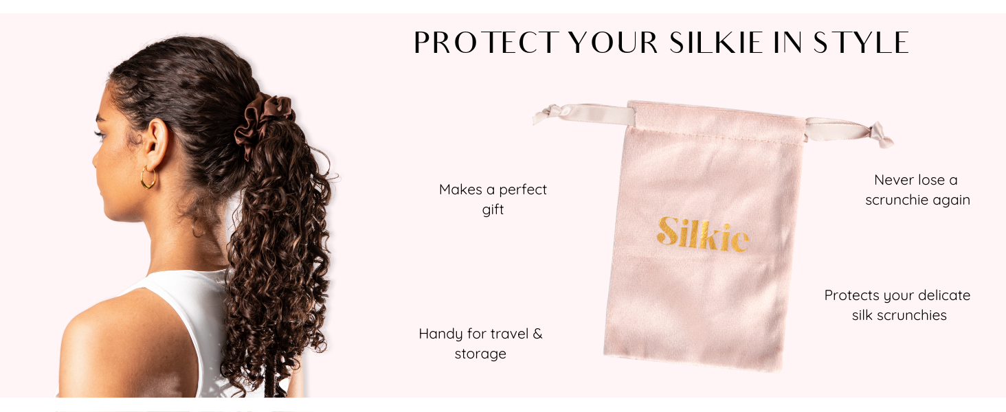 complimentary storage pouch travel protect lose scrunchie