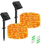 cshare Halloween String Lights Outdoor Waterproof, Solar Fairy Lights 16.4ft 50LED 8 Modes Orange...