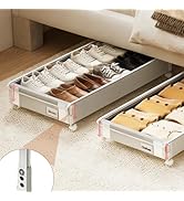 2Pack Under Bed Storage with Wheels,5.2"-6.5" Adjustable Height Underbed Storage,Low Profile Unde...
