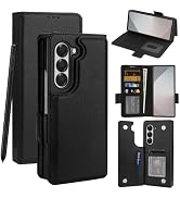 Vofolen for Samsung Galaxy Z Fold 6 Case with Card Holder & S Pen Holder, PU Leather Flip Case wi...