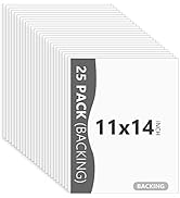 Somime 25 Pack Backing Boards Only - 11x14 Uncut White Mats Matboards, Acid Free Backerboards for...