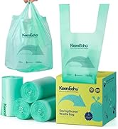 KeenEcho 6 Gallon 200 Counts Small Green Trash Bags with Handle, Ocean Fishing Nets Upcycling, Sa...