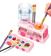 Paint Brush Cleaner with Paint Tray, Water Circulation Brush Rinser with Brush Holder, Watercolor...
