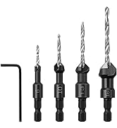 Countersink Drill Bits Set - 1/4 Inch Hex Shank Tapered Drill Bits, Quick Change Wood Woodworking...