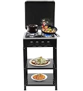 Portable Gas Stove 4 Burner Gas Stove with Removable Leg Stand 300000 BTU/hr Outdoor Iron Cast Pa...