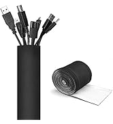 JOTO 10.83ft Cable Management Sleeve, Cuttable Neoprene Cord Management Organizer System, Flexibl...