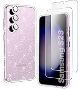 KIOMY Glitter Clear Case for Samsung Galaxy S23 5G with Diamond Sparkle Camera Lens Protector and...