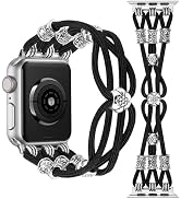 TOYOUTHS Boho Bracelet Compatible with Apple Watch Band 42/41/40/38mm Women, Beaded Braided Slim ...