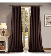 StangH Brown Velvet Curtains 84 inches Back Tab Soft Thick Blackout Thermal Insualted Window Drap...