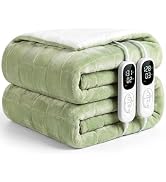 IUUI Heated Blanket Electric Queen Dual Controller- 84x90 Inches Soft Flannel Heating Blanket,Fas...