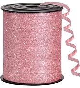 BEISHIDA 500 Yards Rose Gold Glitter Ribbon Curling Crimped, Glitter Ribbon Balloon String Shiny ...