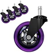 Office Chair Wheels Set of 5,11x22mm Heavy Duty Chair Casters for Hardwood Floor,Smooth Rolling R...