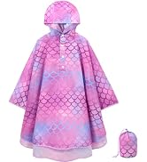 WAWSAM Lightweight Rain Poncho Kids, Ponchos for Kids Waterproof Reusable Hooded, Kids Poncho Rai...