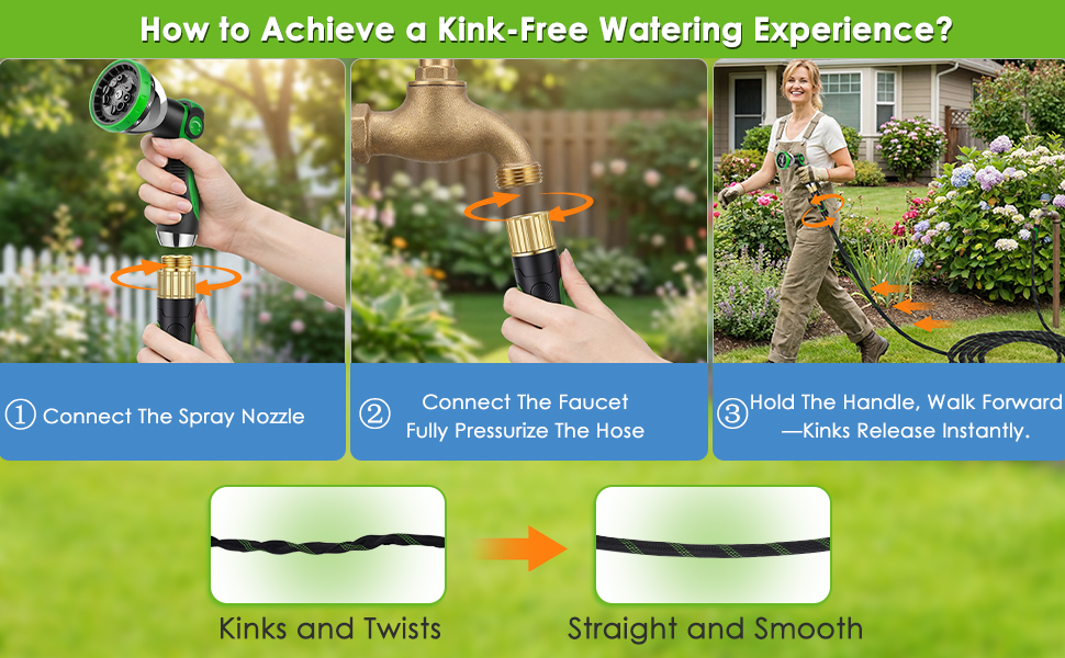360° swivel anti-kink garden hose