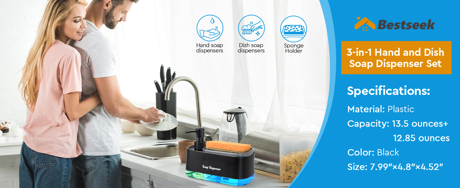 kitchen soap dispenser with sponge holder