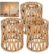 LUCORUSC 3 Pack Rattan Lamp Shades Boho Hanging Light Lamp Shades, Woven LampShades for Floor Lam...