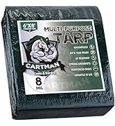 CARTMAN Finished Size 6x8 Feet Waterproof Heavy Duty Poly Tarp 8 Mil Thick, Multipurpose Protecti...