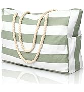 Beach Bags for Women, Large Waterproof Beach Tote Bag with Zipper Beach Bags Waterproof Sandproof...