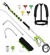 Tool Daily 21FT Telescoping Pressure Washer Wand with Brush, Power Washer Extension Wand, Aluminu...