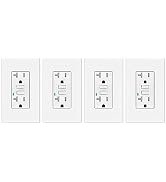 20 Amp GFCI Outlet 4 Pack,Greencycle Self Test GFI Electrical Outlet 20 Amp White,Hospital Grade ...