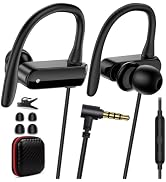 Wired Over Ear Earbuds with Microphone Ear Hook,3.5mm Sport Headphones 1.8M Long Wrap Around Ear ...