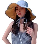 Super Wide Brim Women Sun Hat Cotton Floppy Packable Reversible Wired Edge Hats UV Protection Sum...