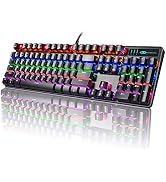 Mechanical Gaming Keyboard, MageGee Storm Rainbow Backlit Ultra-Slim Wired USB Keyboards with Blu...