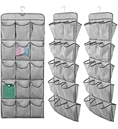 2Pcs Dual Sided Hanging Shoe Organizer 30 Large Pockets Hanging Closet Storage Shelves with Rotat...