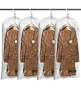TAILI Hanging Vacuum Sealer Storage Space Saver Bags for Clothes, Suits, Coats or Jackets, 4 Pack...