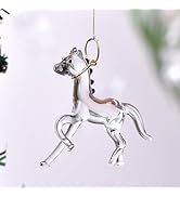 Indian Shelf 6 Pieces Horse Christmas Ornamets | Glass Multicolor Horse Christmas Tree Decoration...