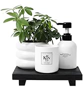 Bathroom Counter Organizer Wood Pedestal Stand Farmhouse Decorative Tray Soap Holder for Kitchen ...