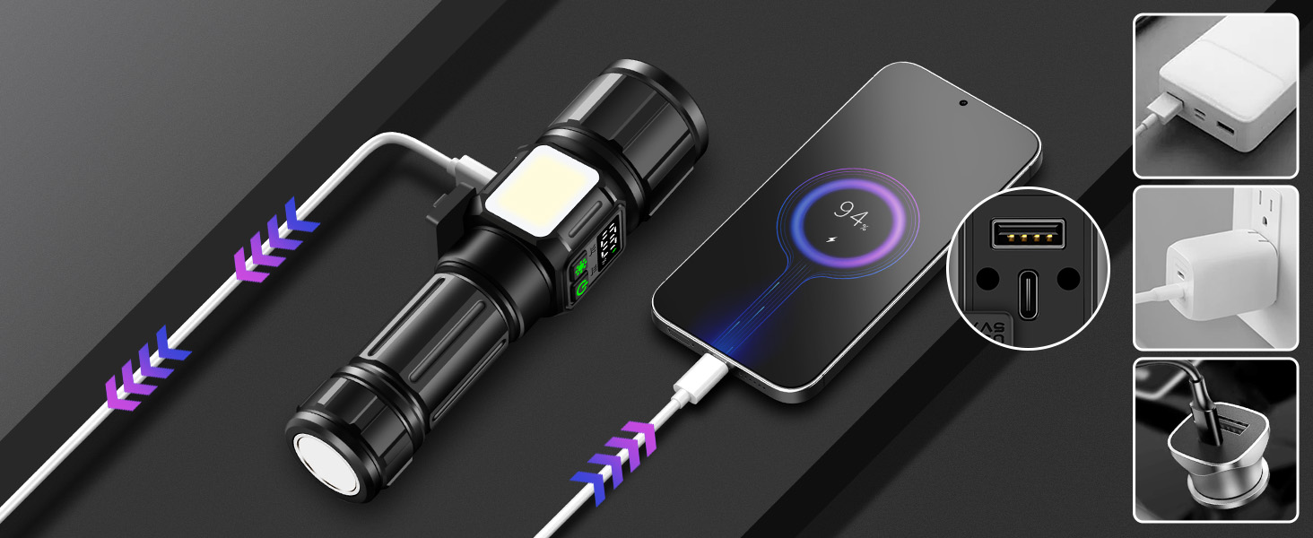 Rechargeable LED Flashlight 1000000 Lumen