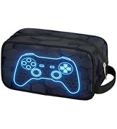 Ackutea Travel Toiletry Bag for Boys Kids - Blue Video Game Waterproof Hanging Cosmetic Hygiene B...