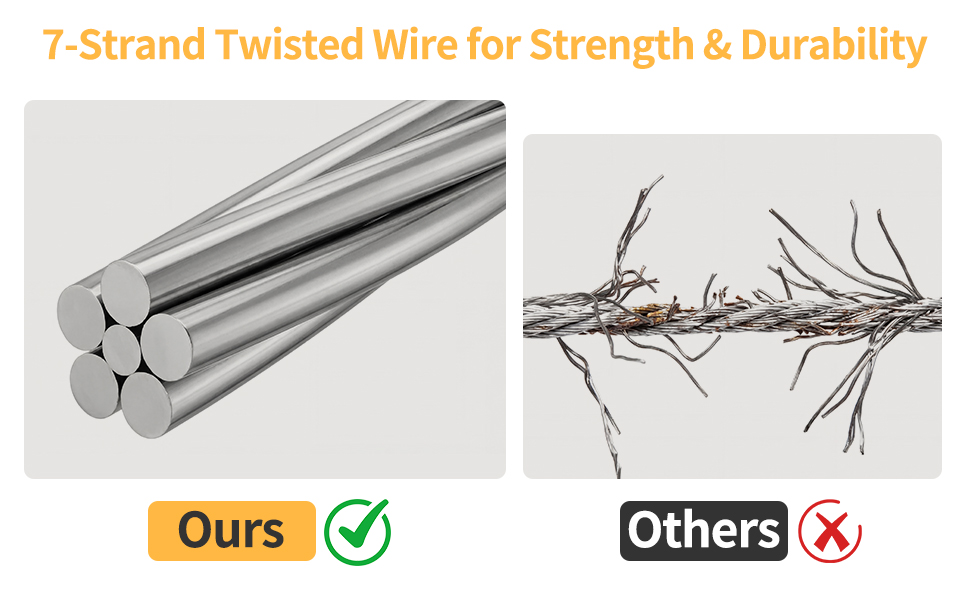 7-strand twisted wire for strength & durability