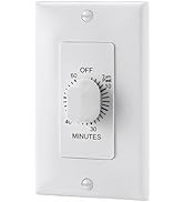 TAYMATIC 60 Minute Spring Wound Countdown Timer Switch, in-Wall Mechanical Timer for Lights,Bathr...