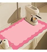 CQKEDMA Scalloped Cute Coffee Mat Dish Drying Mats for Kitchen Counter, Kitchen Decor, (12"x19", ...