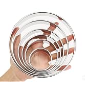 CUTENJOY 6 PCS Round Cookie Cutters (2, 3, 3.5, 4, 5, 6 Inch), Stainless Steel Biscuit Cutters Fo...