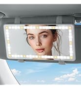JOYTUTUS Car Sun Visor Vanity Mirror, Car Vanity Mirror With Lights, Makeup Mirror with 3 Light M...