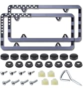 2 Pack American Flag License Plate Frame Holder, Universal Matte Stripe US Flag Patriotic, Stainl...