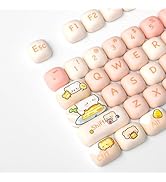 Hunfuthr PBT Keycaps, Cute Bread Bear MOG Profile Keycaps, 140 Keys Pink Round Keycaps Set, Anima...