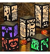 OuMuaMua 6 Pcs Halloween Table Decorations Indoor Halloween Table Centerpieces Boxes, Light up Pa...