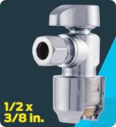 SharkBite Max 1/2 x 3/8 Inch Compression Angle Stop Valve, Quarter Turn, Push to Connect Brass Pl...