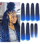 8 Packs New Goddess Locs Crochet Hair 22 inch Blue River Locs Crochet Hair Faux Locs Crochet with...