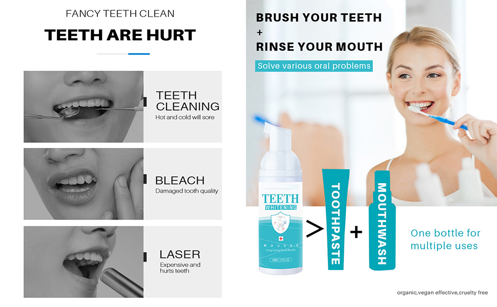 Teeth Whitening Mousse Teeth Whitening Toothpaste Ultra Fine Mousse Foam Reduce Stains Oral Care