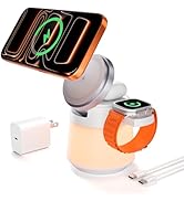 Wireless Charger 3 in 1, Magnetic Wireless Charger Stand with Night Light, 360° Rotation Portable...